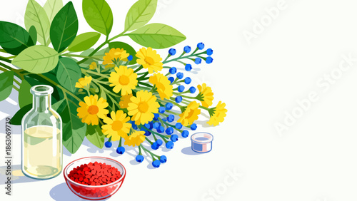 Herbal medicine and flowers