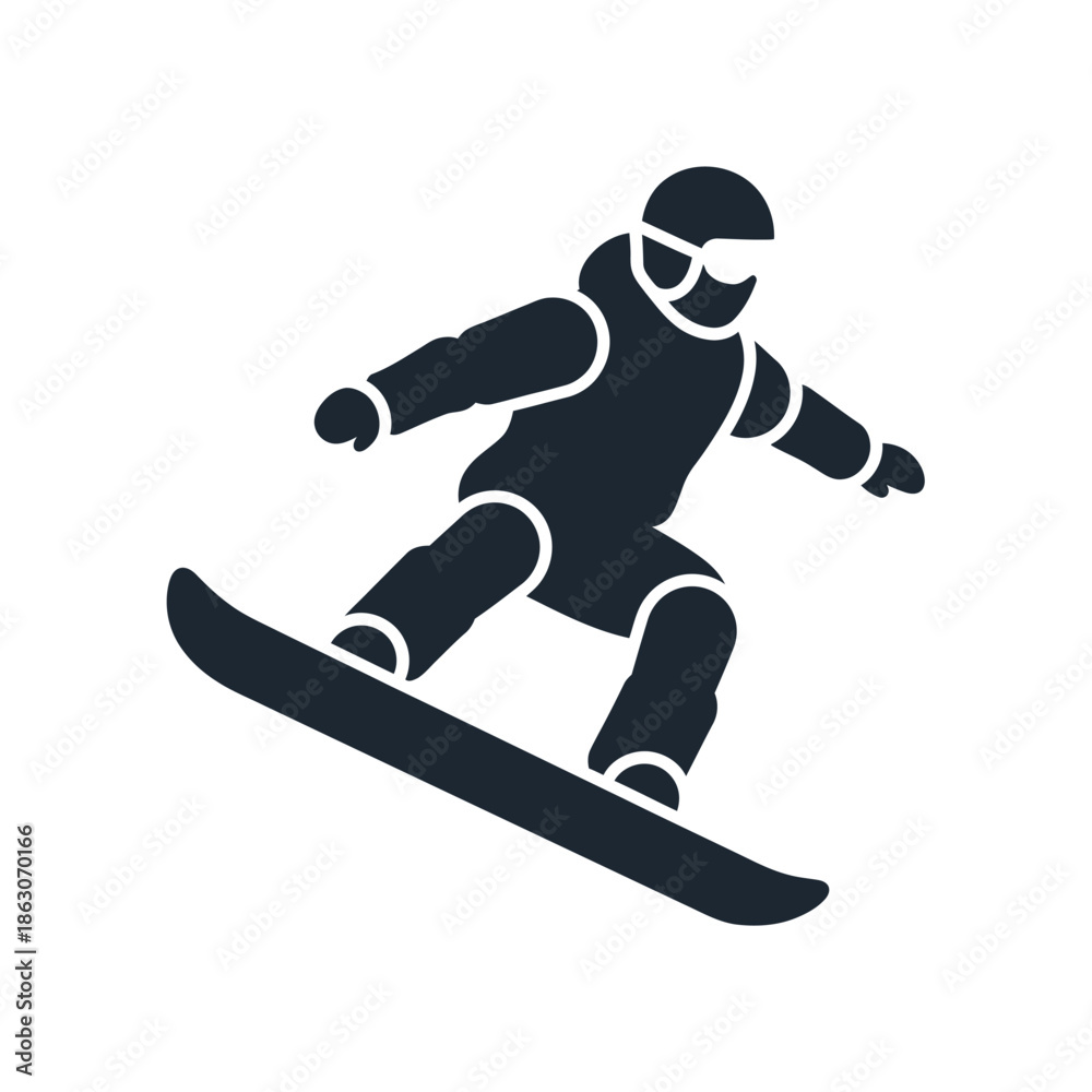 Fototapeta premium Snowboarder in motion on snowboard.