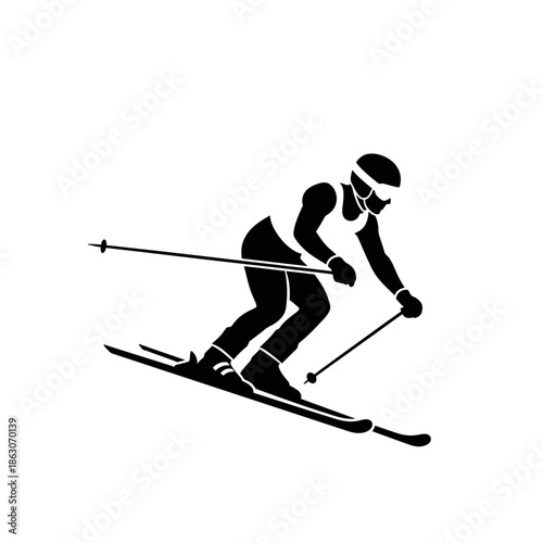 Person Skiing Down a Slope Fast.