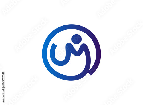 Tableau sur toile UM Logo in Circle for Health Brand, Modern Wellness Logo Mark
