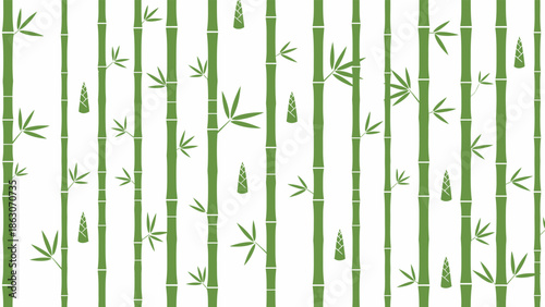 Bamboo Stems with Leaves Pattern Design.