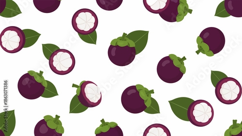 Purple Fruit with Green Leaves Pattern.