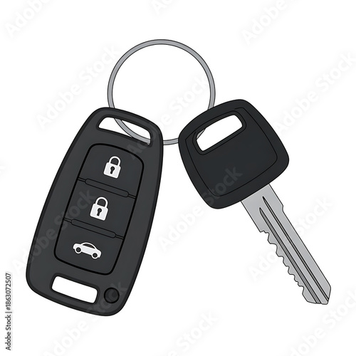 Car key remote and key isolated on transparent background isolated on transparent background