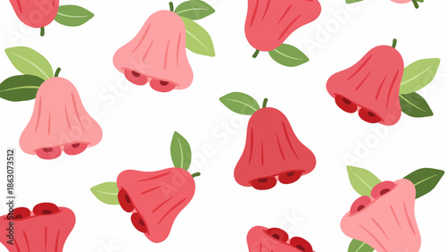 Colorful Pears with Green Leaves Pattern.