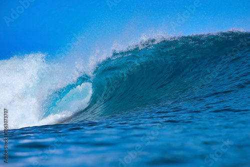 Powerful ocean wave crashing at coastline.Bali.Indonesia