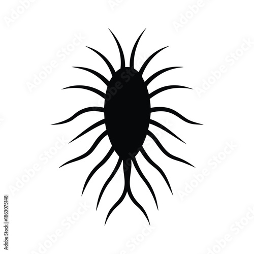 Plankton silhouette vector, Underwater, Marine life and ocean themed design.