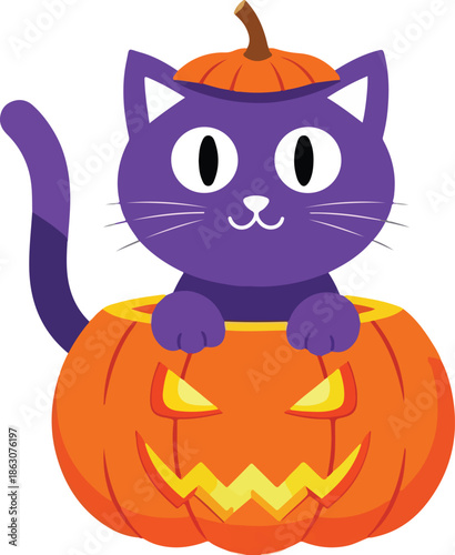 halloween Cute cat pumpkin vector eps