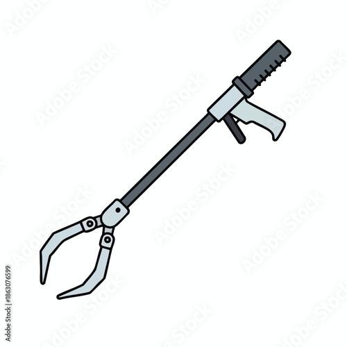 Vector illustration of a hand-held grabber tool, for reaching & picking up objects