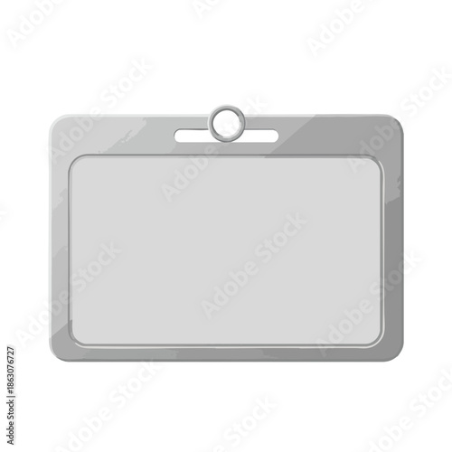 A gray, rectangular holder with rounded corners and a hole/loop at the top