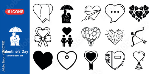 Valentine's Day Icon Set: A captivating collection of intricately designed icons celebrating love, romance, and the spirit of Valentine's Day. Each icon speaks volumes about affection and devotion. 