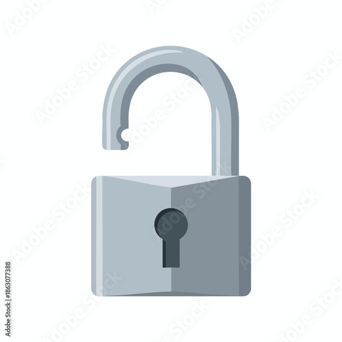 An open silver padlock icon, simplified, with a rounded arch and a keyhole