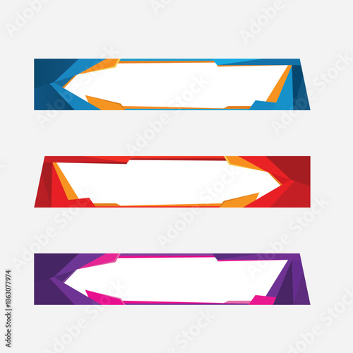 Illustration of set of three abstract geometric banners for text or titles