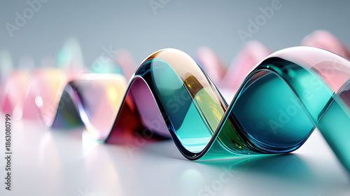 Abstrack colorful glass wave background curve design flowing light modern smooth shape glossy surface elegant motion art
