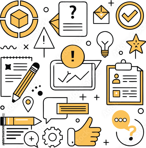 Flat Vector Education and Presentation Icons in Outline Style