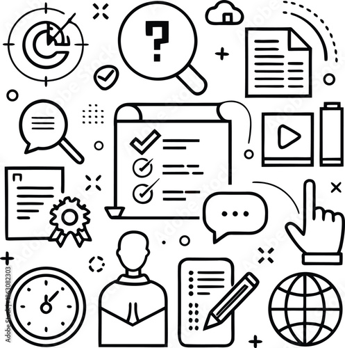 Minimal Knowledge and Office Workflow Flat Icon Set