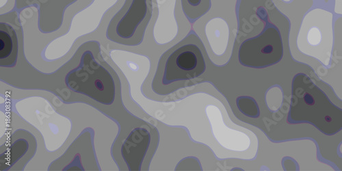 Abstract topographic contour map pattern with smooth organic shapes and subtle color gradients in shades of grey and purple, creating a visually engaging background texture for design projects and
