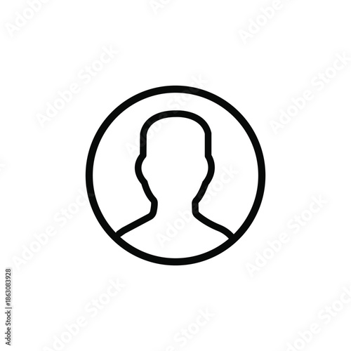 Social profile line icon for user identity, personal accounts, and online presence. Clean outline design ideal for apps, websites, UI, and modern digital platforms.