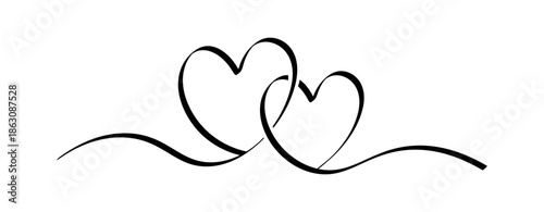 Minimal Double Heart Line Illustration with Hand Drawn Style
Romantic Black and White Heart Divider Line Vector Design
