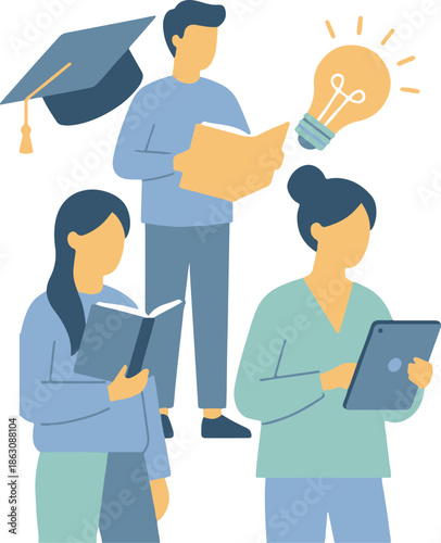 Global Education Concept Flat Vector Illustration