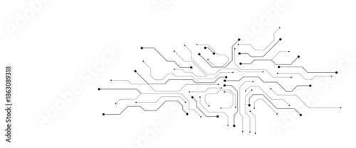Circuit board digital abstract background. Motherboard technology texture design. AI semiconductor and computer processor on tech bg. Vector illustration