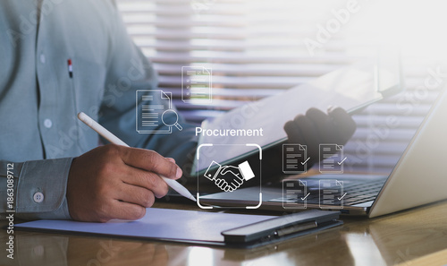 Foto Procurement process management, Digital and paper document approval, contract ve