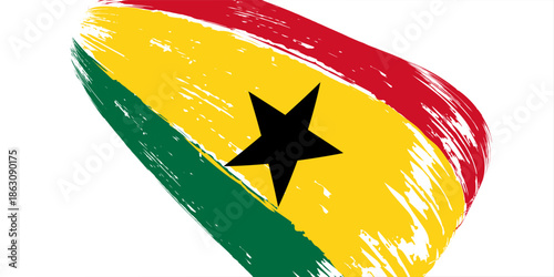 Curve style brush painted grunge flag of Ghana country in artistic style