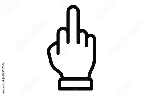 Hand gesture with index finger extended isolated on white background, Vector, illustration