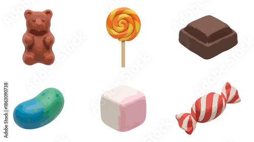 Assortment of sweet candies on black background