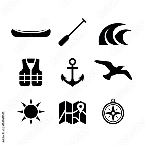 Navigation and water sports icons collection
