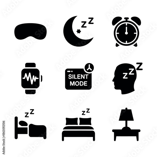 Sleep mode icons collection for relaxation and rest