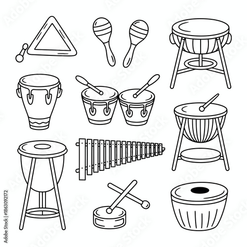 Collection of various percussion instruments