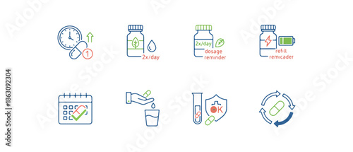Medical icons health treatment wellness and care concepts in graphic illustration