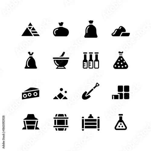 Collection of mining and laboratory icons