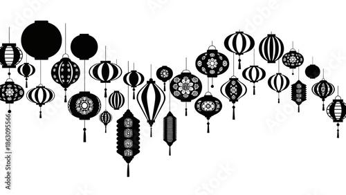 Collection of Traditional Chinese Lanterns Illustration.