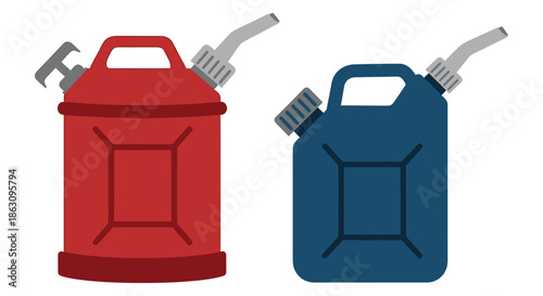 Gas cans with nozzles and handles for fuel storage and transportation purposes safely