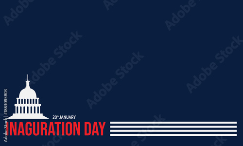 Inauguration Day Horizontal Template Banner with US Capitol and Patriotic Lines