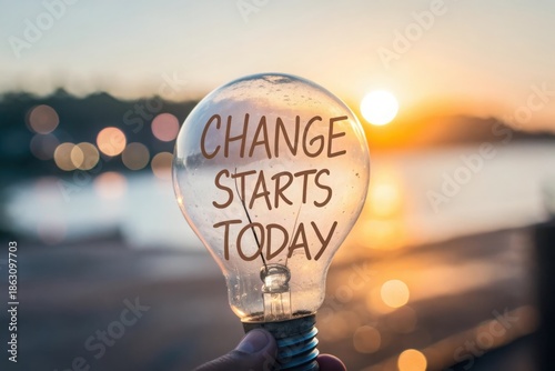 Light Bulb Displays Change Starts Today with Sunrise Bokeh Background