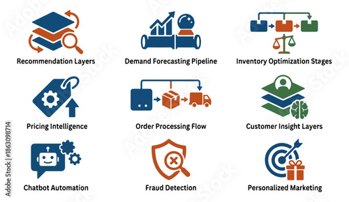 Abstract icon set for business and technology concepts