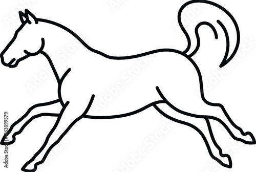 Galloping horse silhouette isolated on white background, Vector, illustration