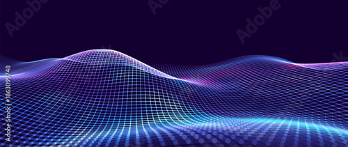 Blue Tech Digital Data Flow Vector Background. Big Data Technology Lines. Data Transmission Concept. High Speed Internet. Information Matrix Flow in Virtual Reality Cyberspace. Vector Illustration.