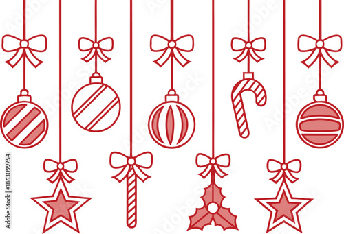 Christmas Ornaments Illustration. Festive Christmas Ornaments Design. Holiday Christmas Ornaments Collection. Colorful Christmas Ornaments Illustration. Traditional Christmas Ornaments Artwork