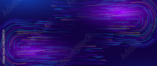 Cyber Big Data Flow Particles Bokeh. Digital Neural Network. Concept of AI Artificial Intelligence Technology Machine Deep Learning. Digital Communication. Science Technology Presentation Vector.