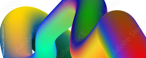 Colorful abstract shapes and curves in rainbow hues