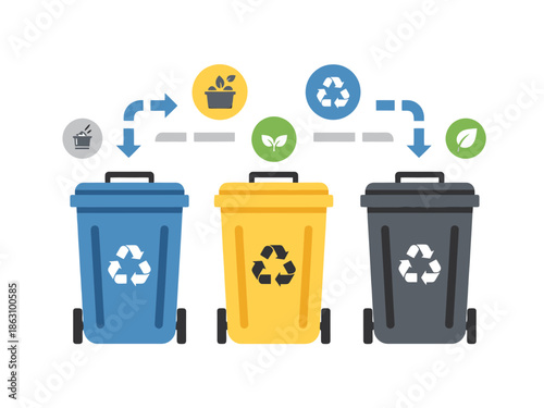 Recycling Bins for Waste Sorting and Environmental Protection Concepts