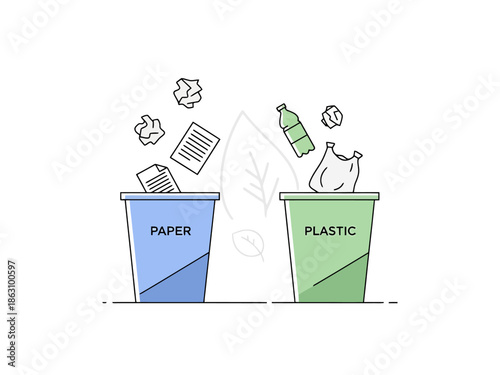Environmental Recycling Bins for Paper and Plastic Waste Sorting