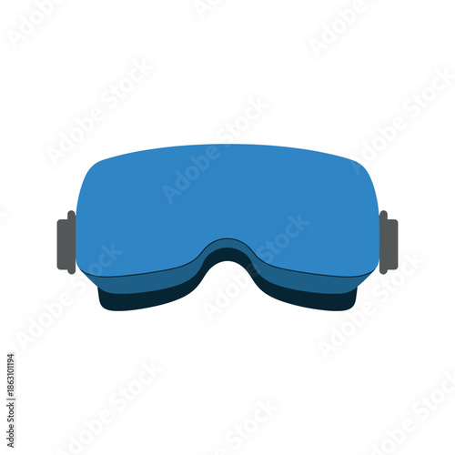Blue protective goggles rest horizontally for eyewear and safety equipment.