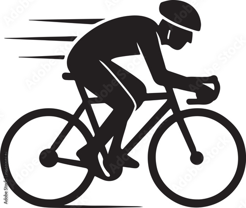 Wallpaper Mural Cyclist Silhouette Icon Racing Posture with Speed Lines Torontodigital.ca