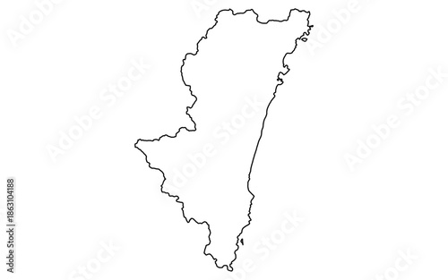 リアルな宮崎の地図（線画）