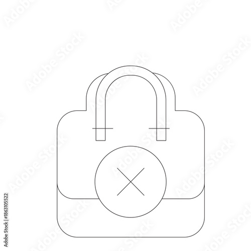 Shopping bag cancel icon outline