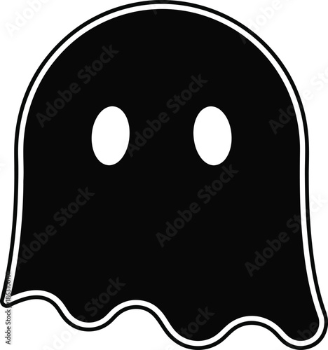 halloween ghost icon silhouette on white background